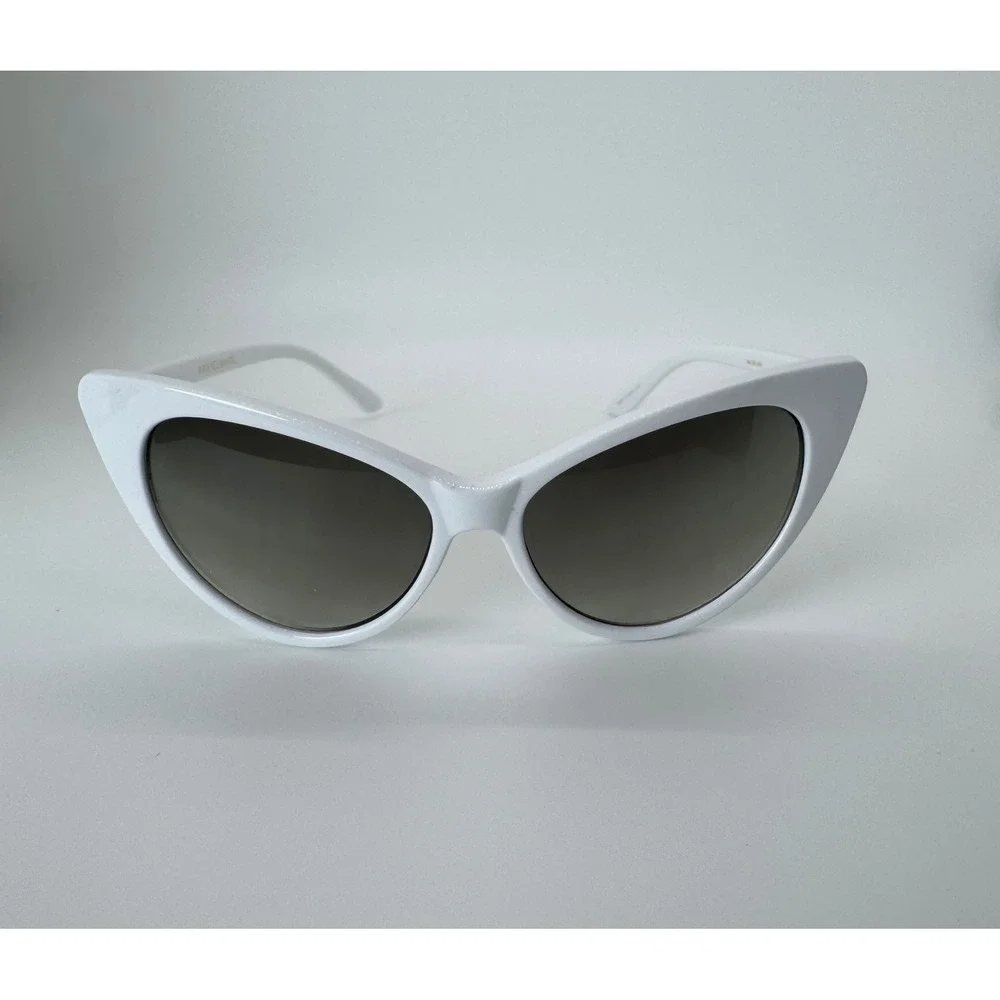 Kateyez White Retro Cat Eye Sunglasses Vintage Style Glossy Frames Dark Lens